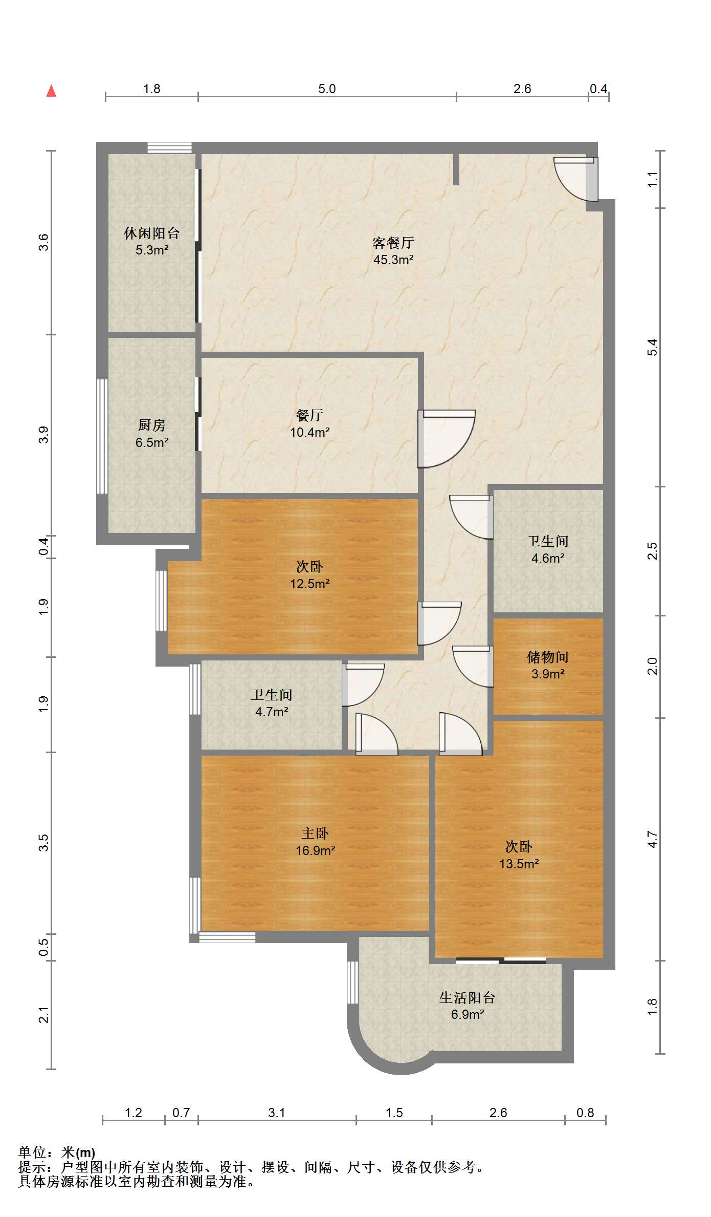 佳利秀水公寓 3室2厅2卫 164.51m&sup2;