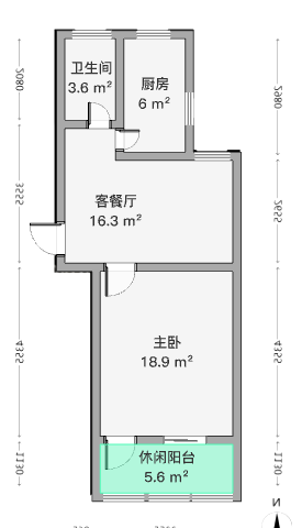 新桥北村 1室1厅1卫 54m&sup2;