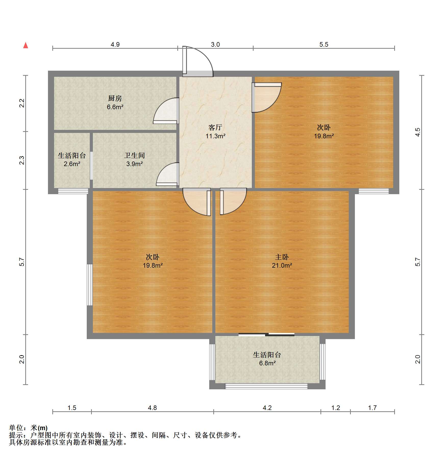 学士府 2室1厅1卫 86m&sup2;