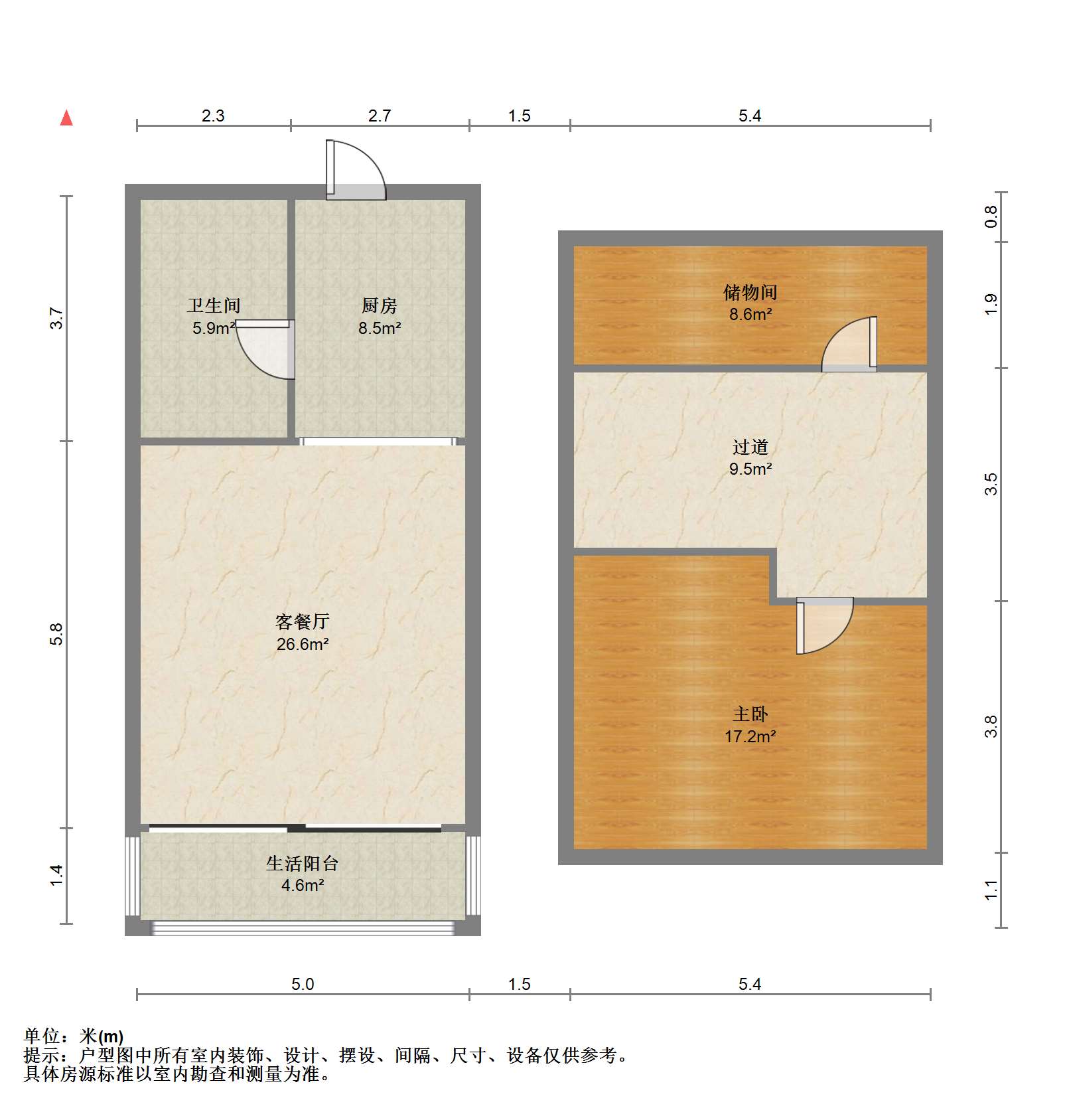 金海岸国际广场 1室1厅1卫 60.00m&sup2;