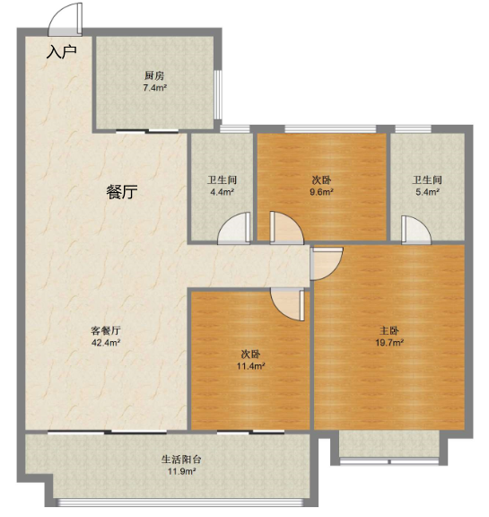 碧桂园时代悦城 3室2厅2卫 113m&sup2;