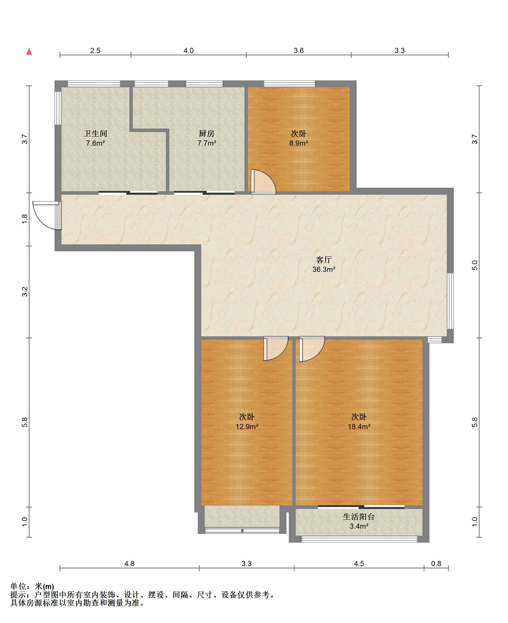 天熹苑 3室1厅1卫 103m&sup2;