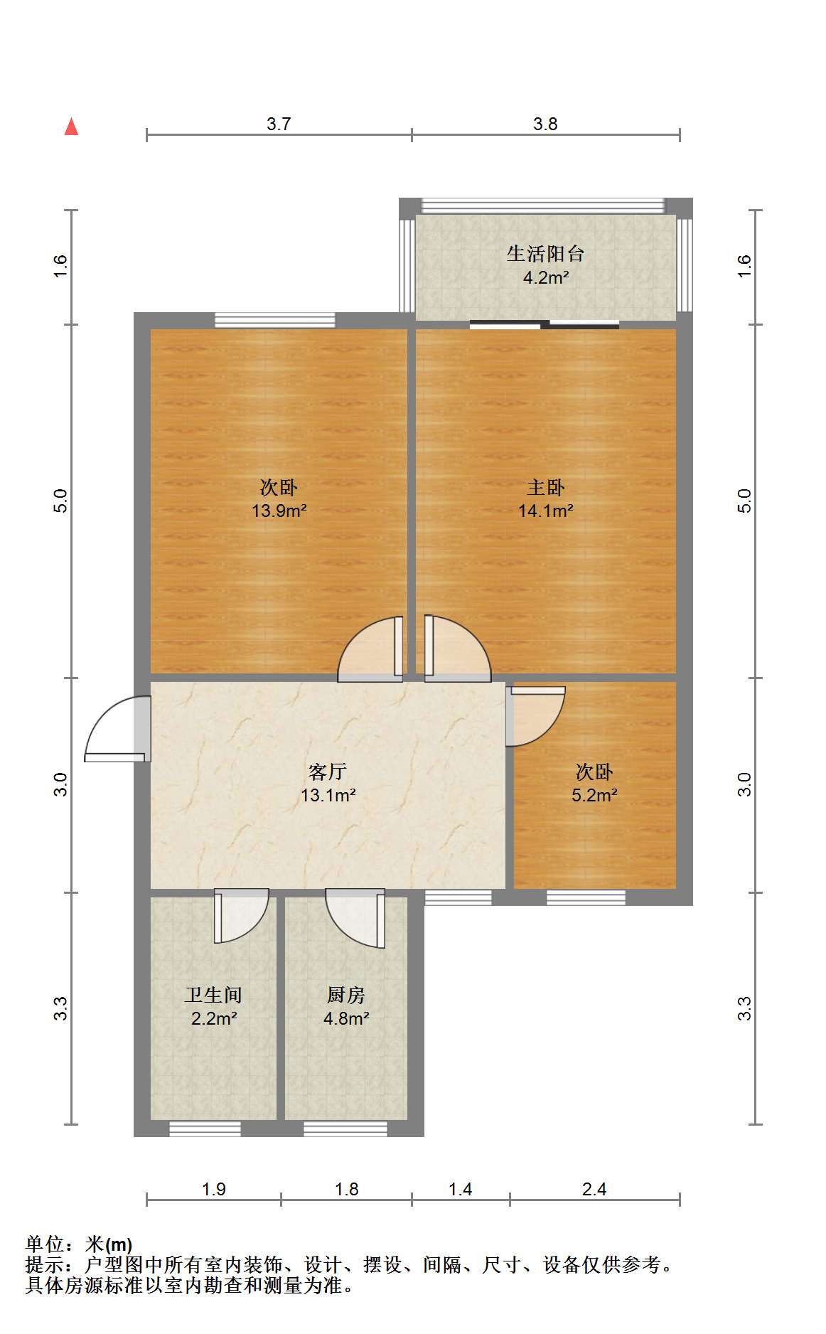 花园角 3室1厅1卫 70.00m&sup2;