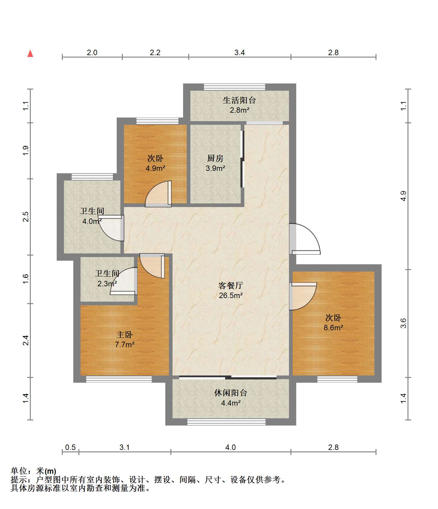 江海名苑南区 3室2厅2卫 165m&sup2;
