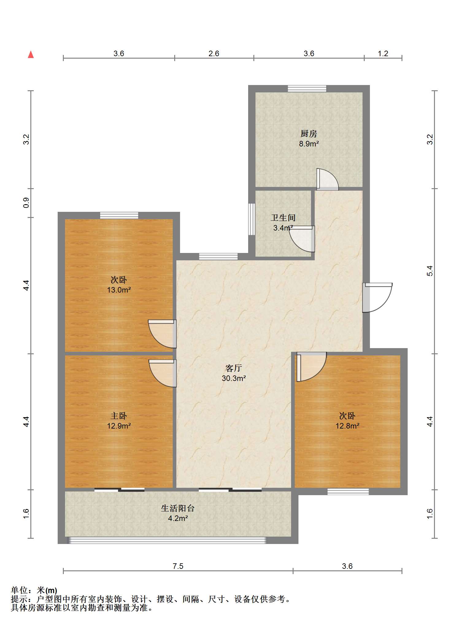 学田苑 3室2厅1卫 114.24m&sup2;