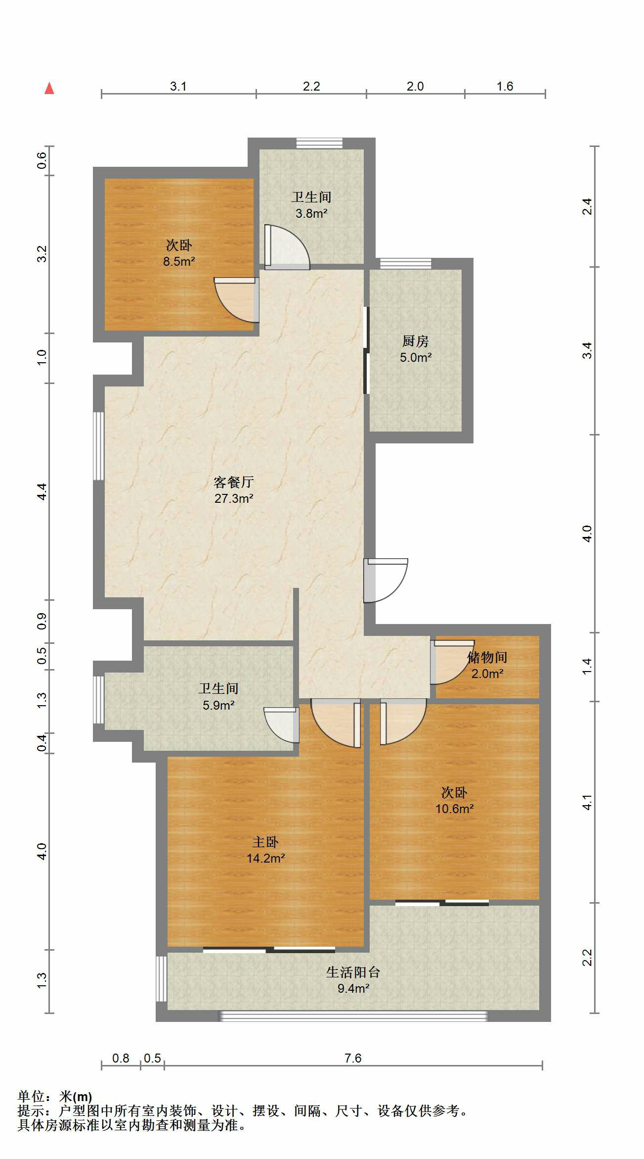 万濠禧园 3室2厅2卫 112m&sup2;