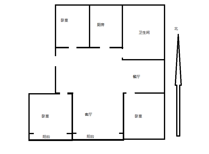 郭里园 3室2厅1卫 115m&sup2;