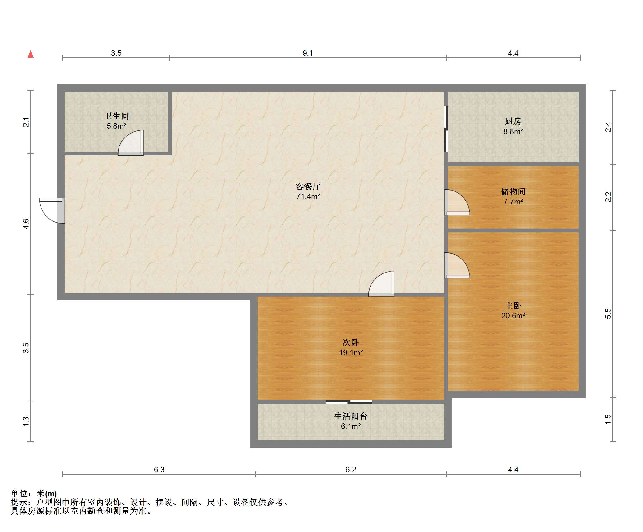 德民花苑东区 3室1厅1卫 103m&sup2;