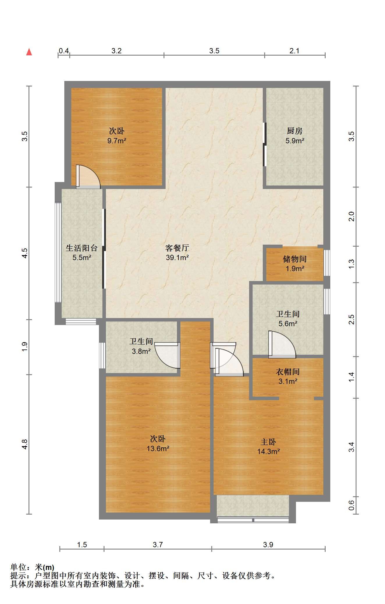 中兴兰溪荟 3室1厅2卫 142.52m&sup2;