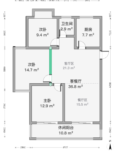 盛和花半里 3室1厅1卫 129m&sup2;
