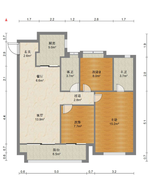 万科未来之光 3室2厅2卫 124m&sup2;