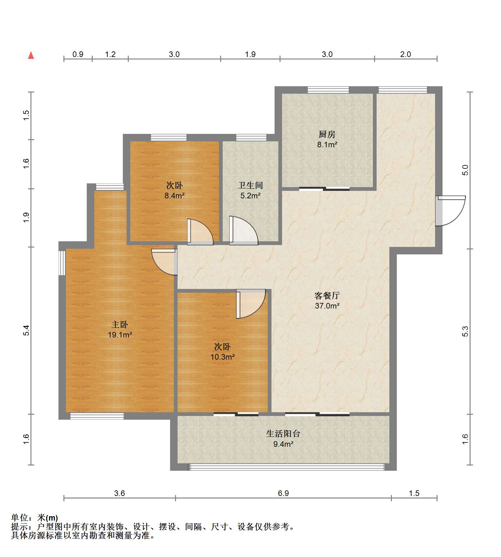 湖滨华庭 3室2厅1卫 116m&sup2;