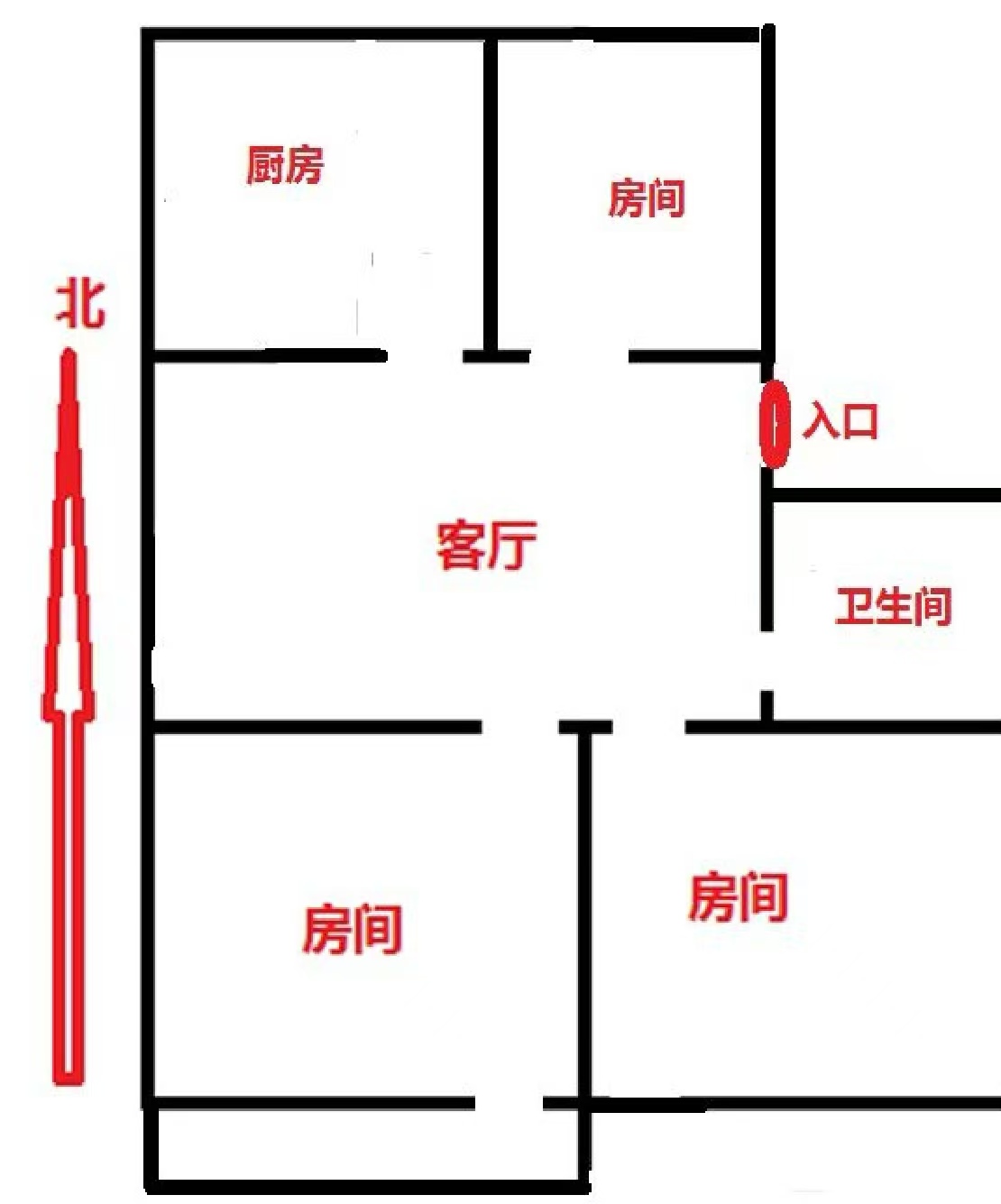 郭里园 3室1厅1卫 78m&sup2;