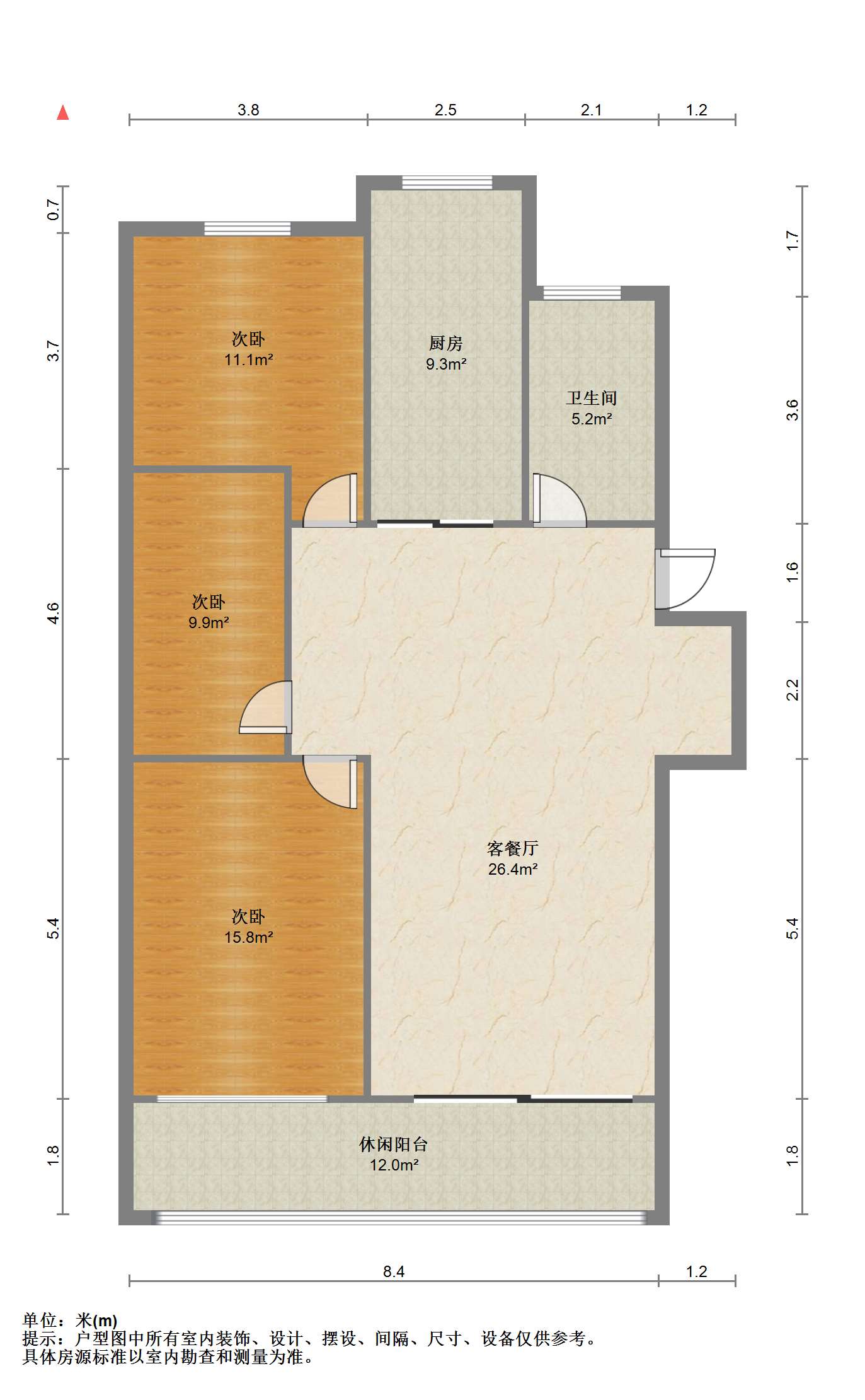 永兴佳园二期 3室1厅1卫 110m&sup2;