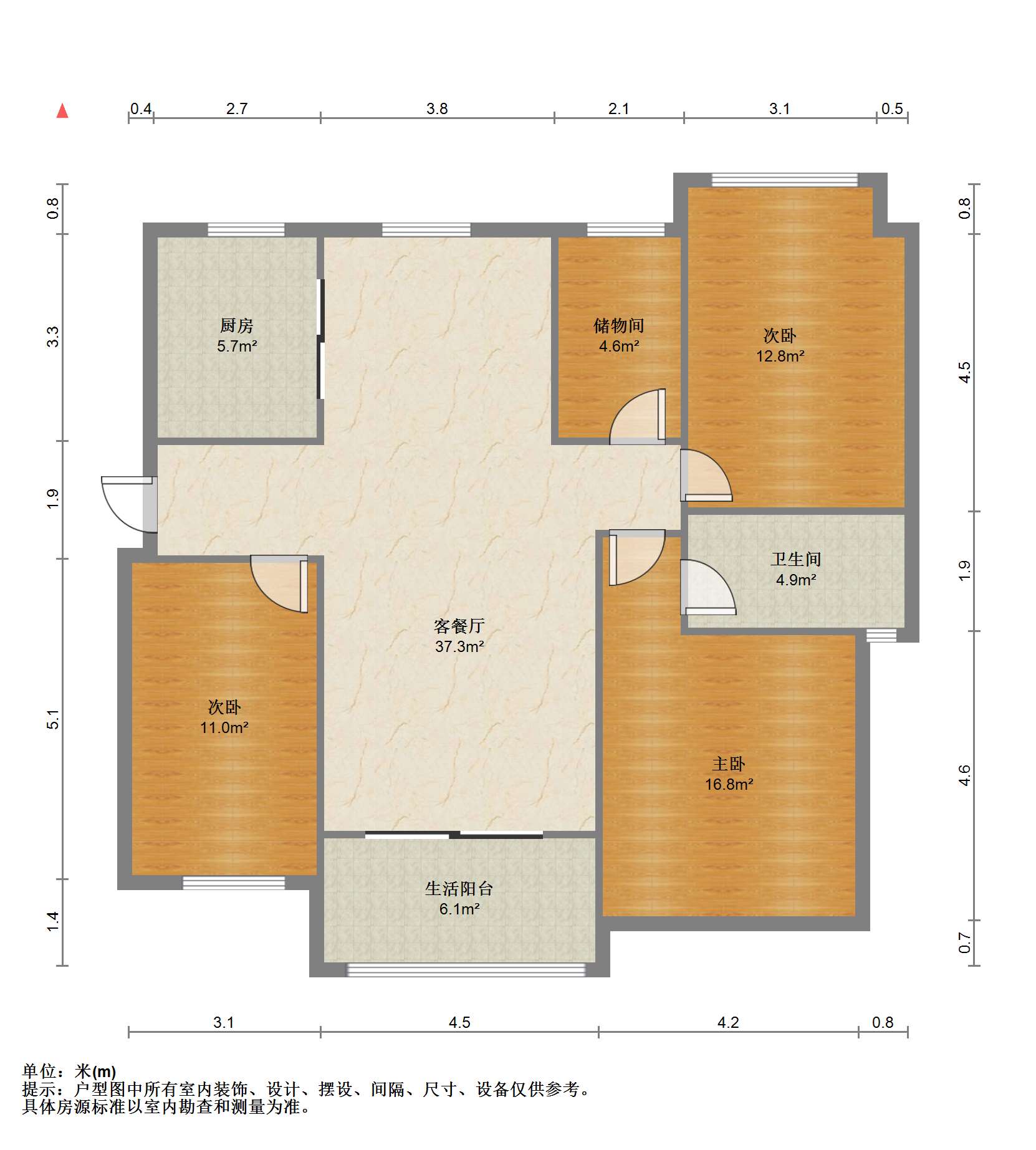 南通雅居乐花园 3室2厅1卫 116.00m&sup2;