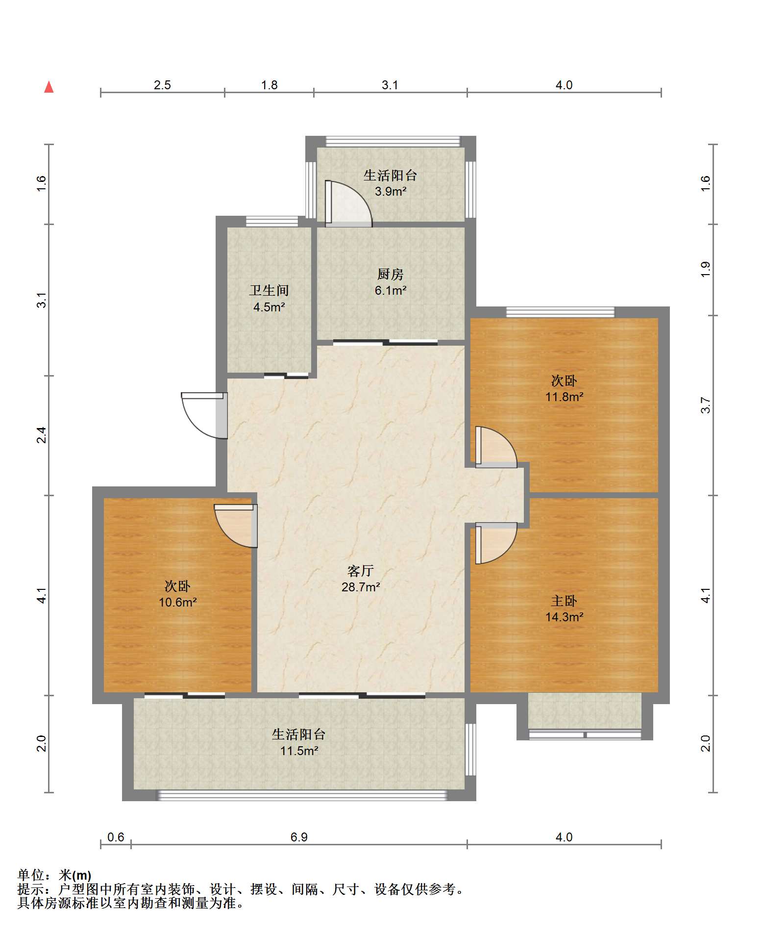衡通嘉苑 3室2厅1卫 110.00m&sup2;