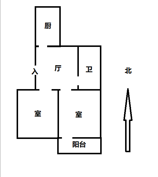郭里园 2室1厅1卫 60m&sup2;
