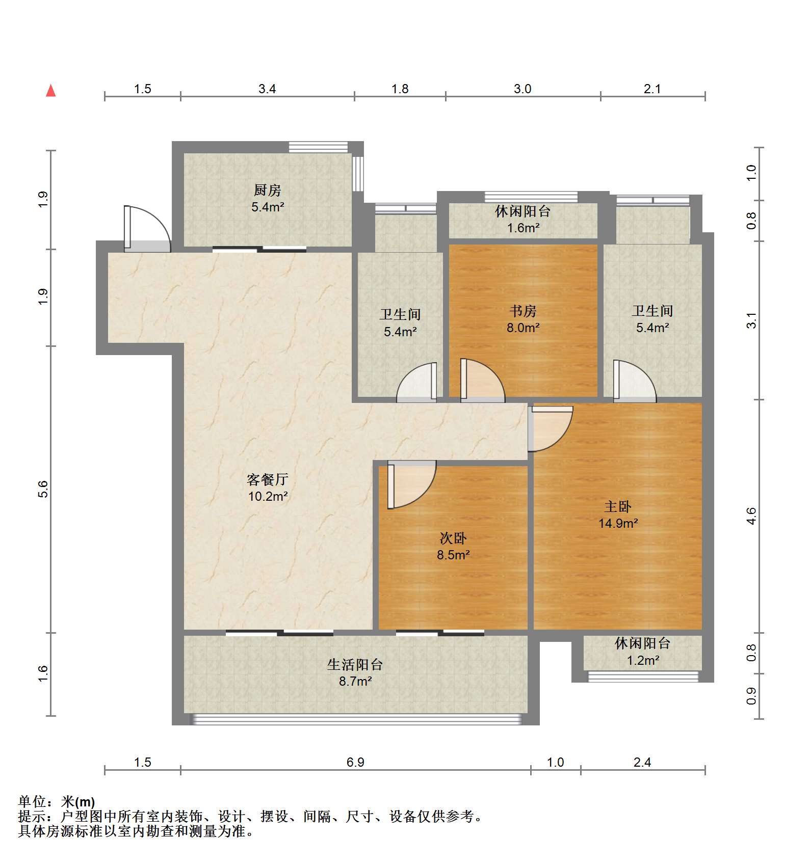 滨江道静园 3室2厅2卫 118m&sup2;