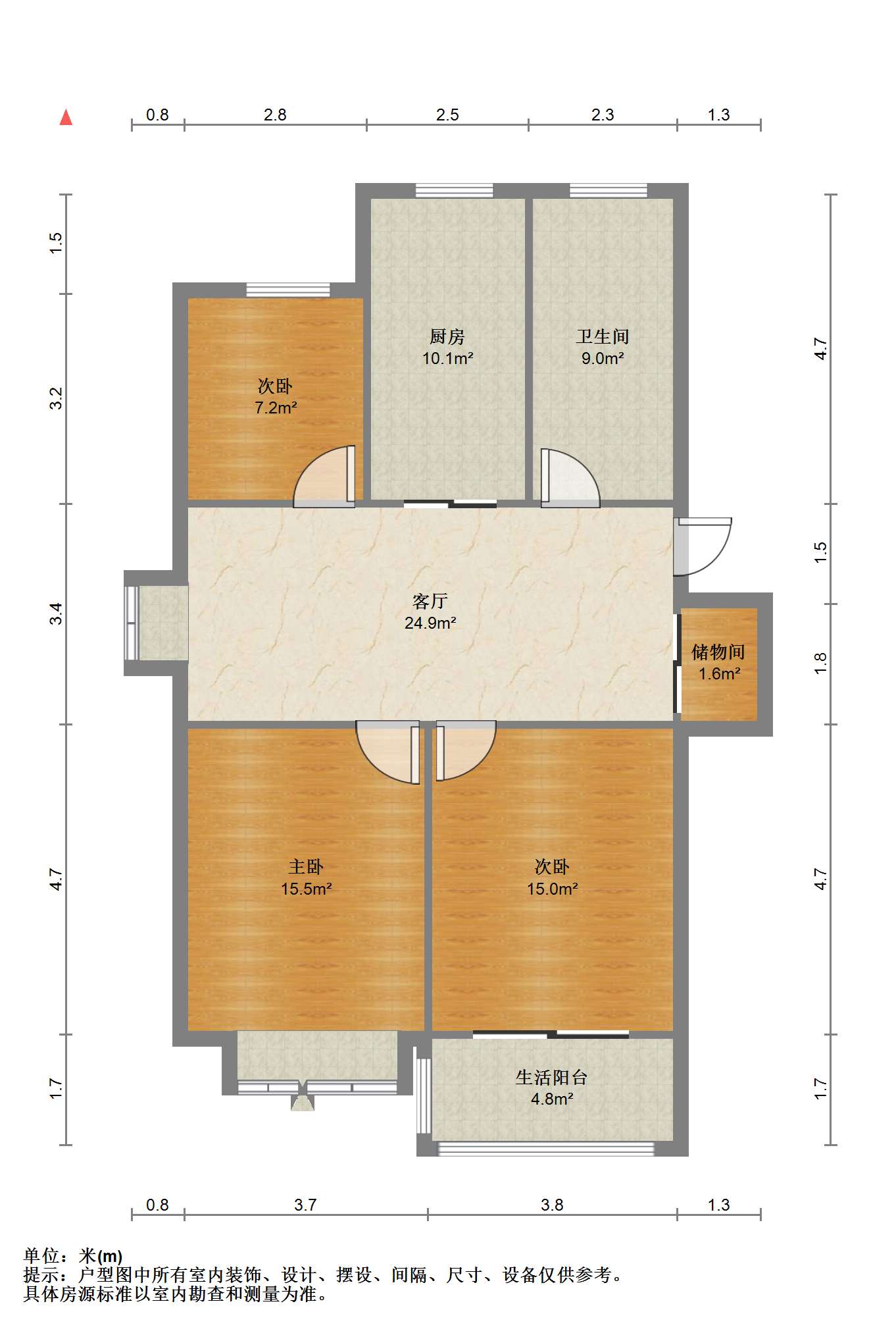 外滩小区 3室1厅1卫 93.99m&sup2;