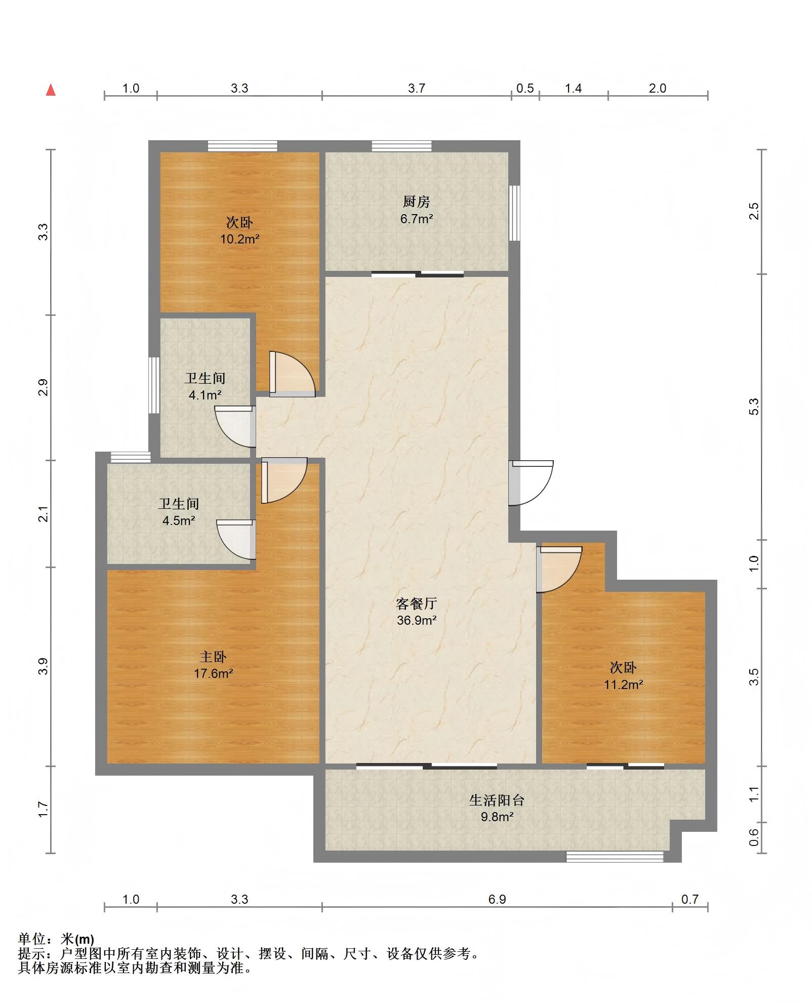 世茂云锦(九龙庭广场) 3室1厅2卫 126.00m&sup2;