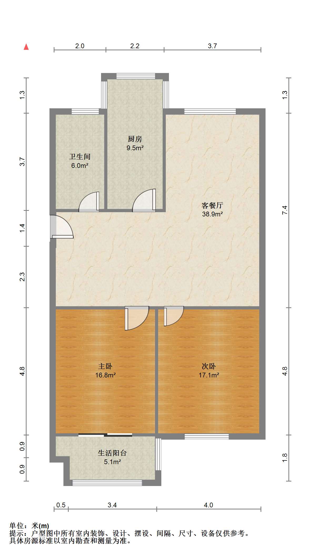 公园佳苑北区 2室2厅1卫 108m&sup2;
