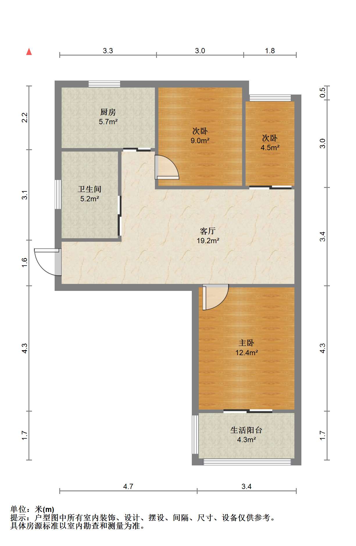 融悦华庭 3室2厅1卫 84.8m&sup2;