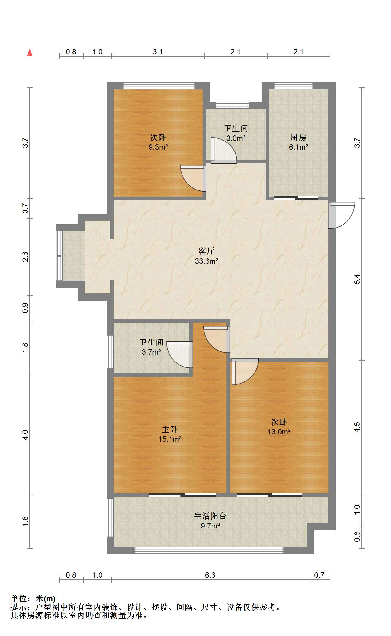中创大都会 3室2厅2卫 114.39m&sup2;