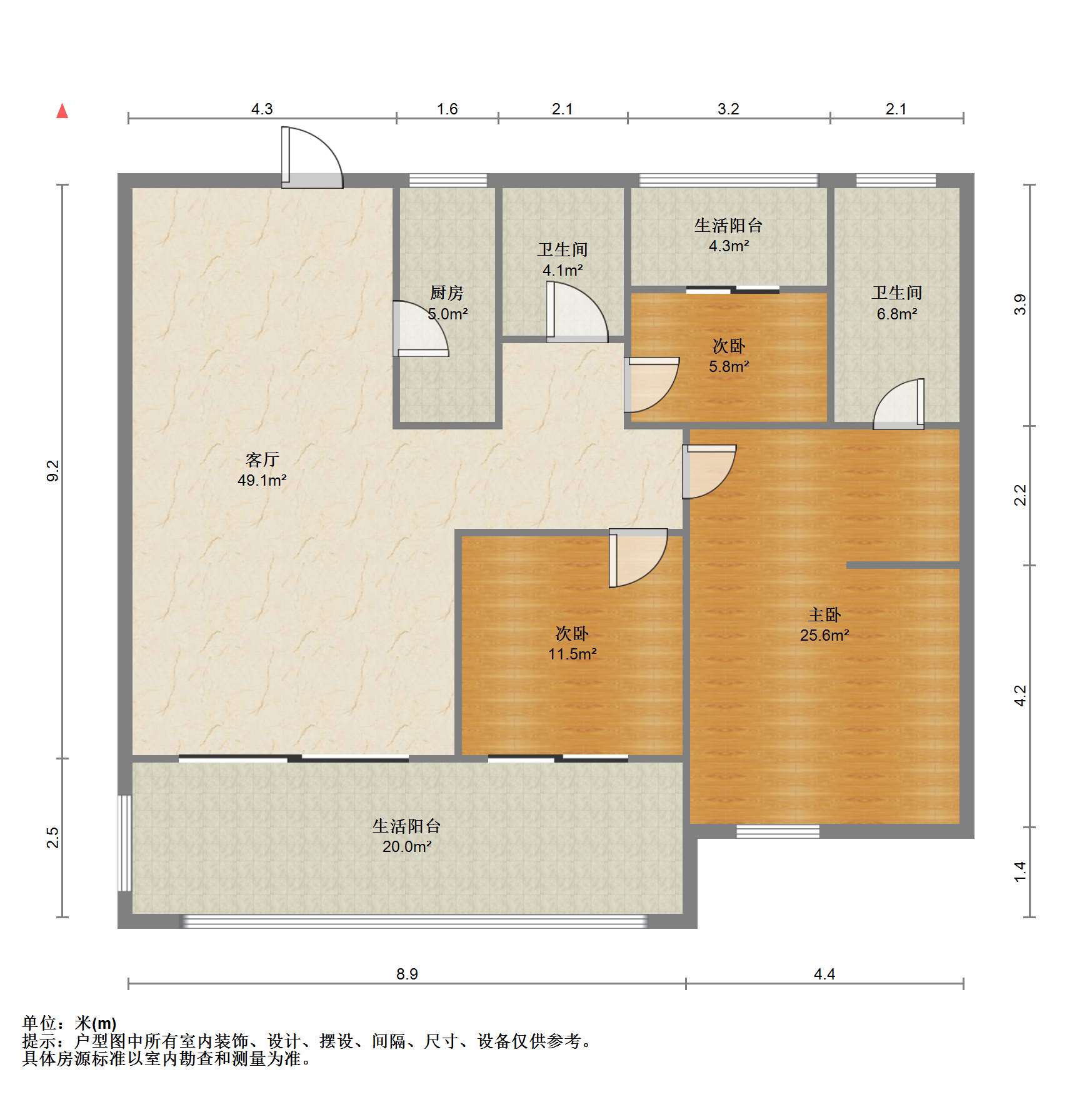 翠园 3室2厅2卫 104.71m&sup2;