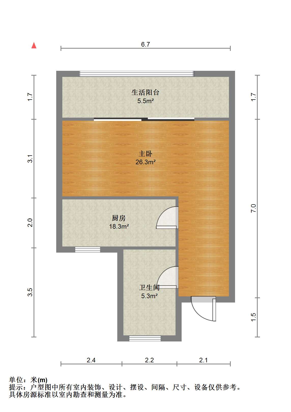 阳光悦城 1室1厅1卫 43.06m&sup2;