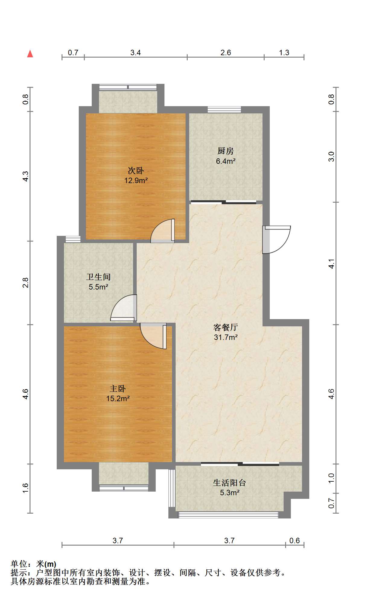 天霞苑 2室2厅1卫 96m&sup2;