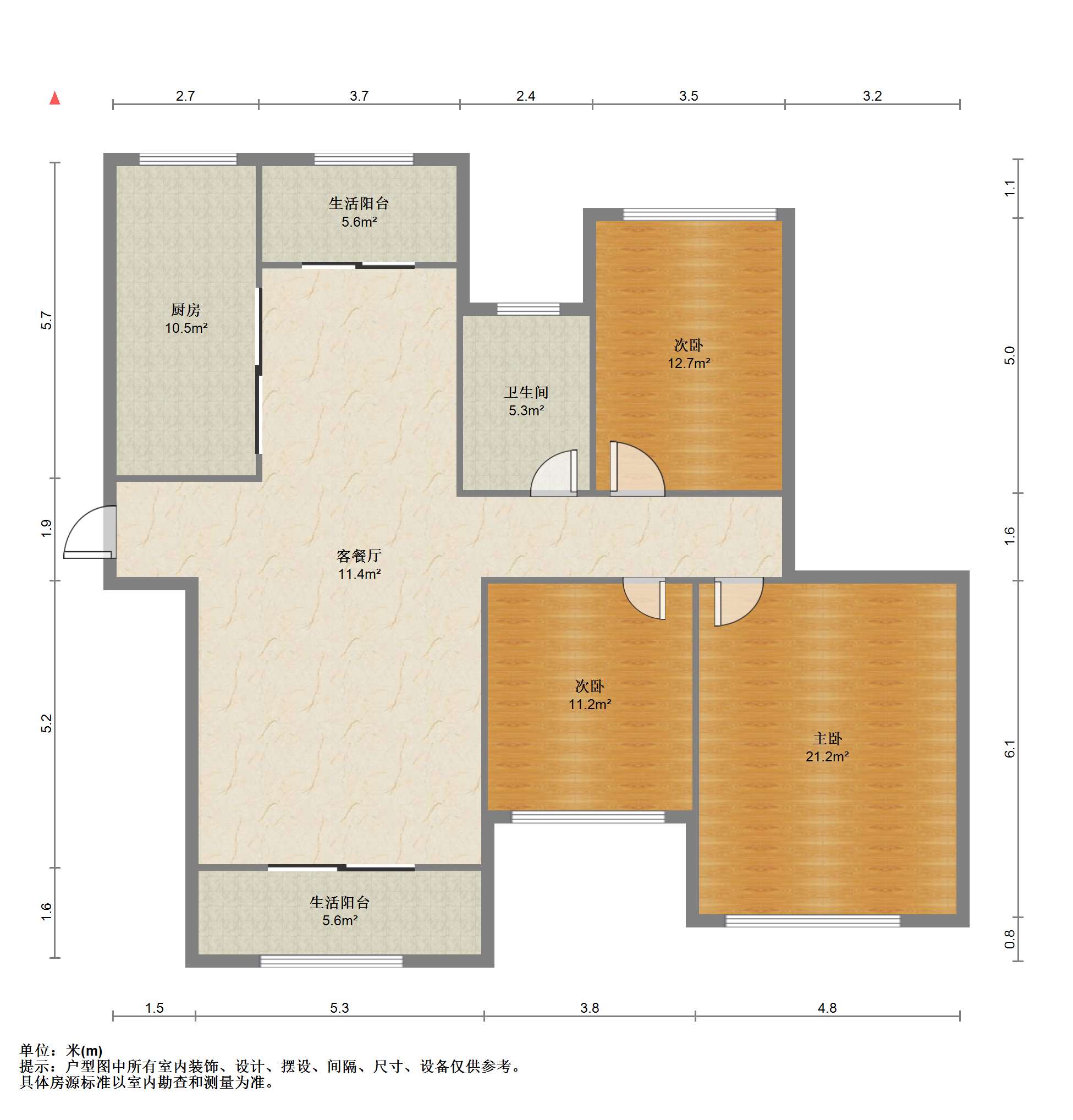 景瑞望府 3室2厅1卫 132.00m&sup2;