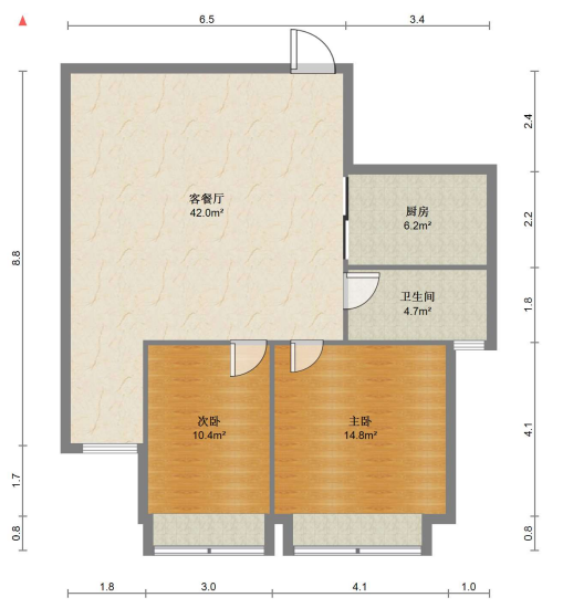 天熹苑 2室2厅1卫 76m&sup2;