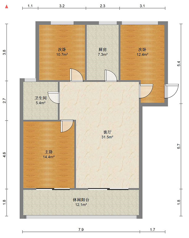 富都豪园 3室2厅1卫 109m&sup2;