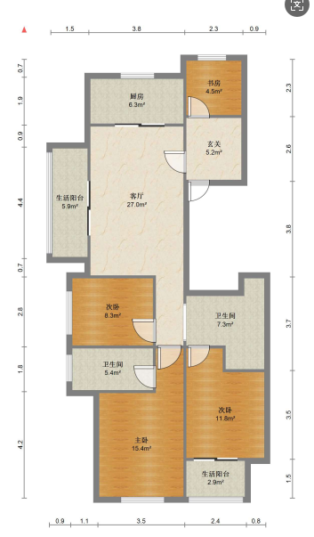 春溪集 3室2厅2卫 127.99m&sup2;