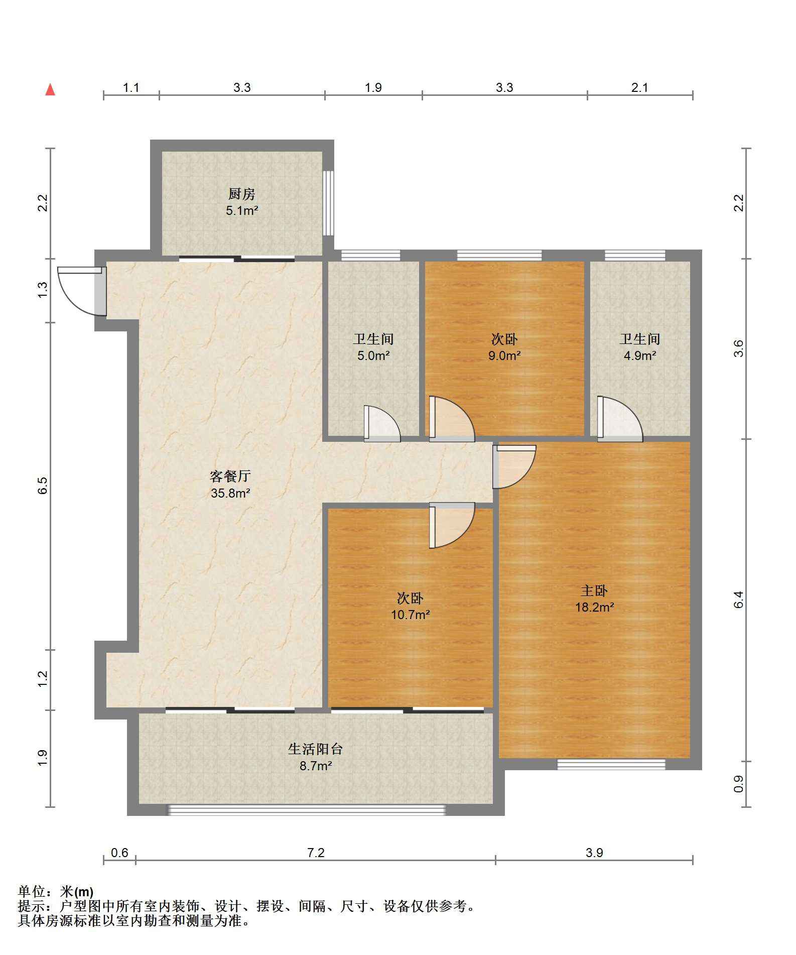 湖山源著 3室2厅2卫 113.00m&sup2;