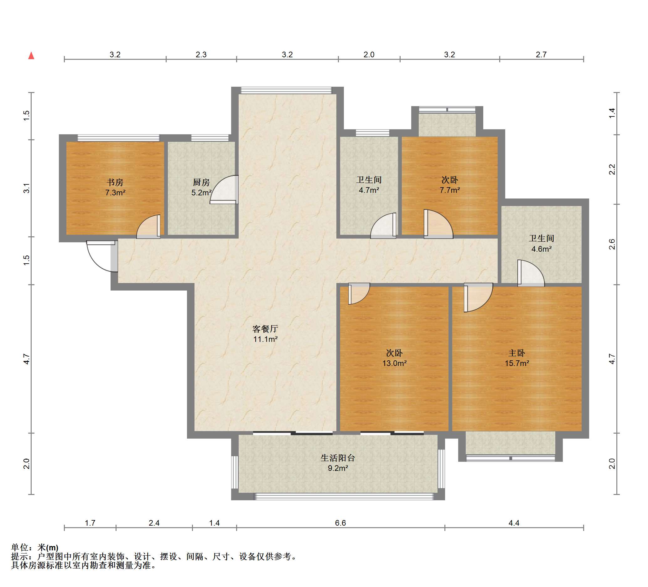 冠城大通棕榈湾 4室2厅2卫 136m&sup2;