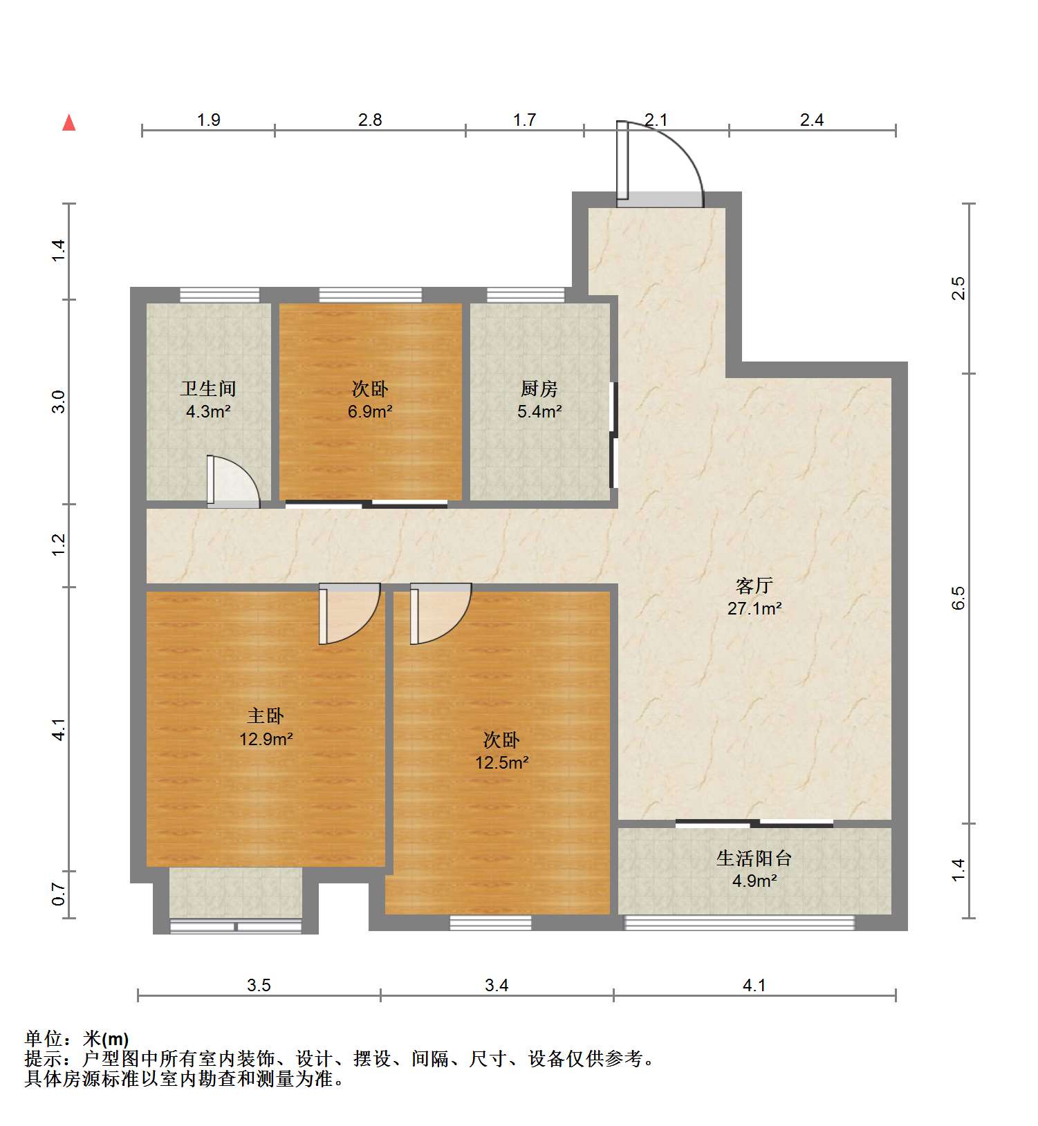 华润悦锦湾 3室2厅1卫 108.24m&sup2;