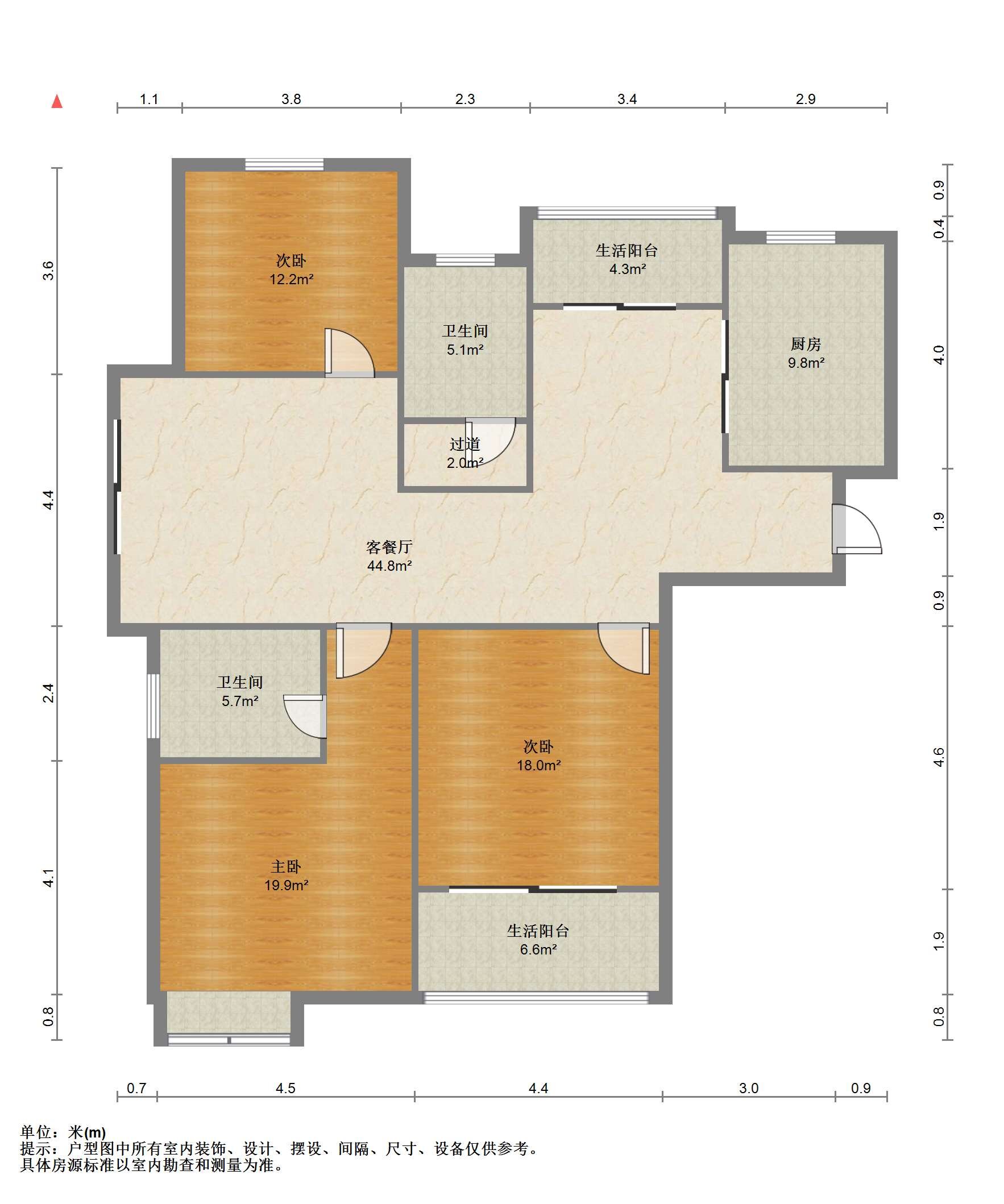 江景国际家园北区 3室2厅2卫 146m&sup2;
