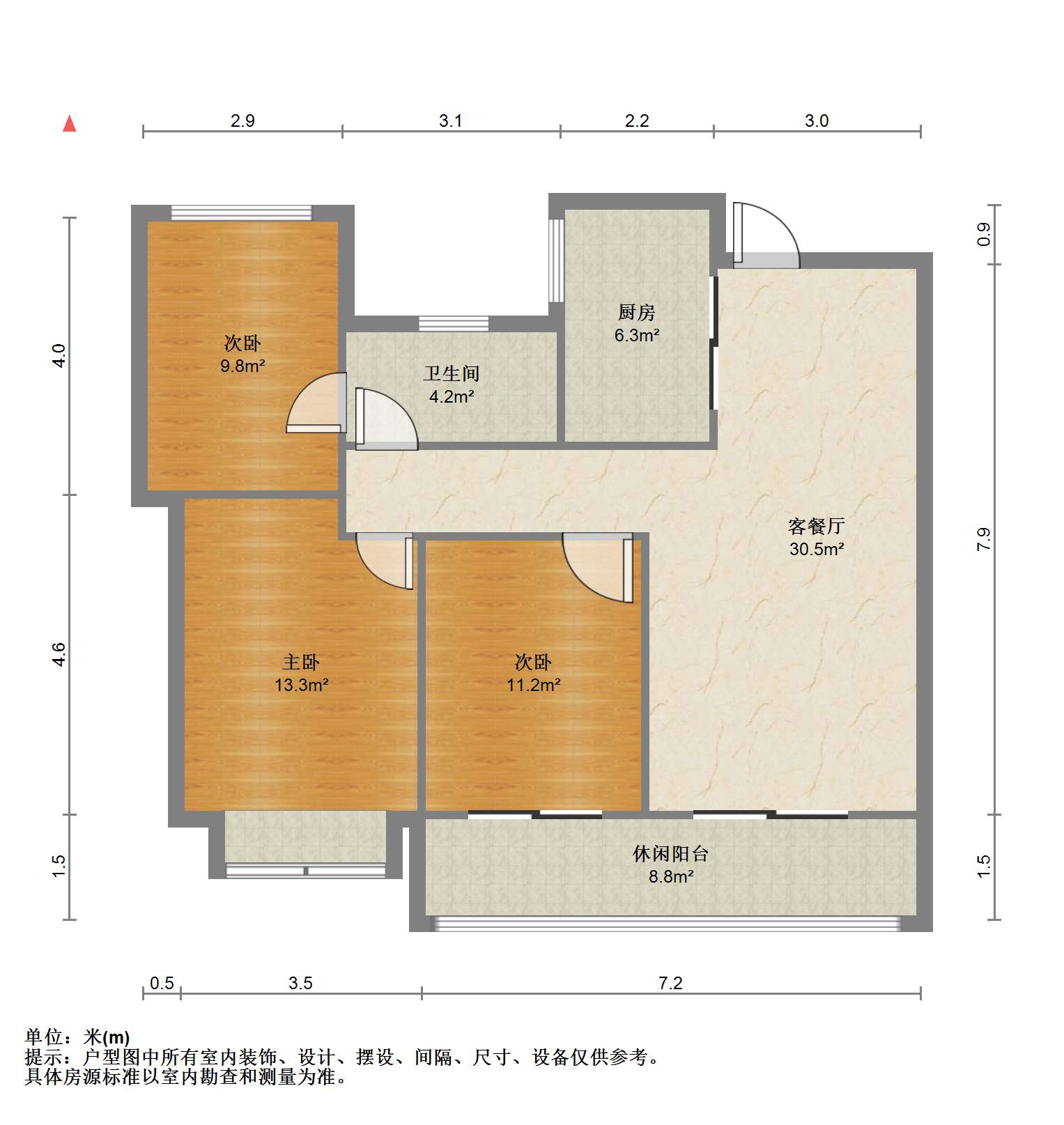 春风南岸西园 3室2厅1卫 95.92m&sup2;
