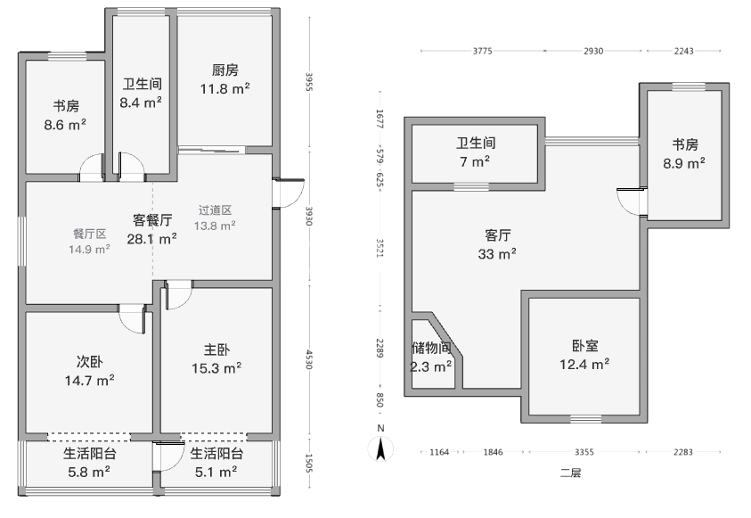 天馨花苑 3室2厅1卫 110m&sup2;