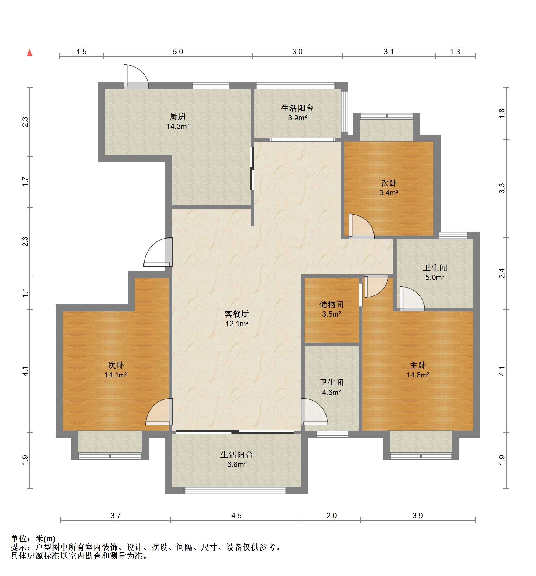 恒盛豪庭 3室2厅2卫 145m&sup2;