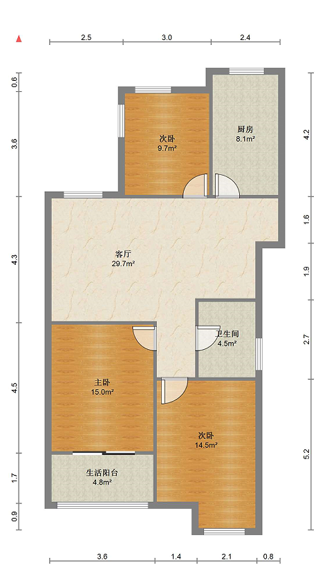 富都豪园 3室2厅1卫 120m&sup2;