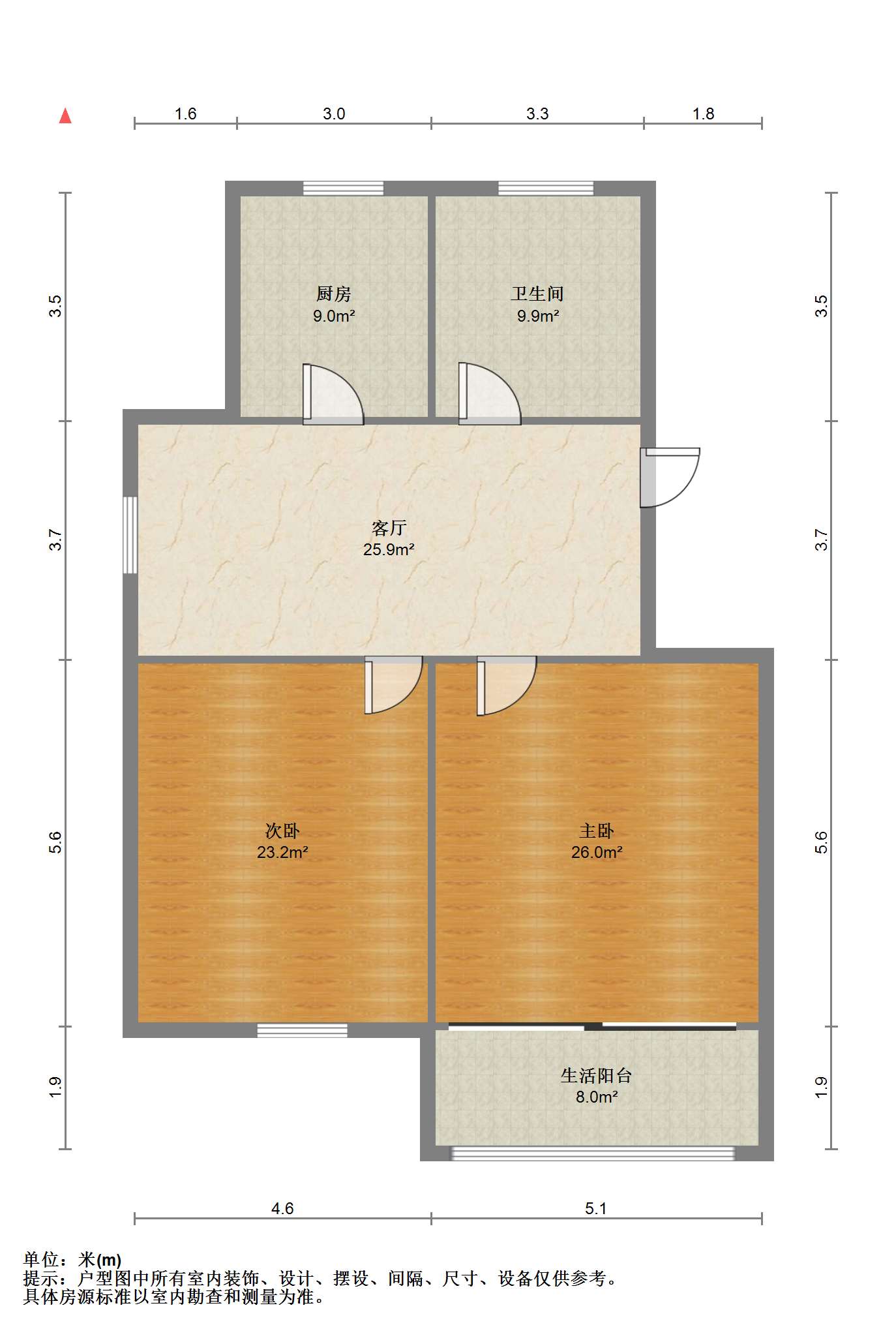 金霞南苑南区 2室1厅1卫 78m&sup2;