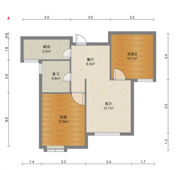 富都豪园 2室2厅1卫 89m&sup2;