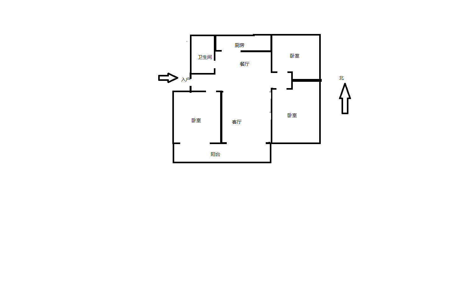新桃园 3室1厅1卫 107m&sup2;