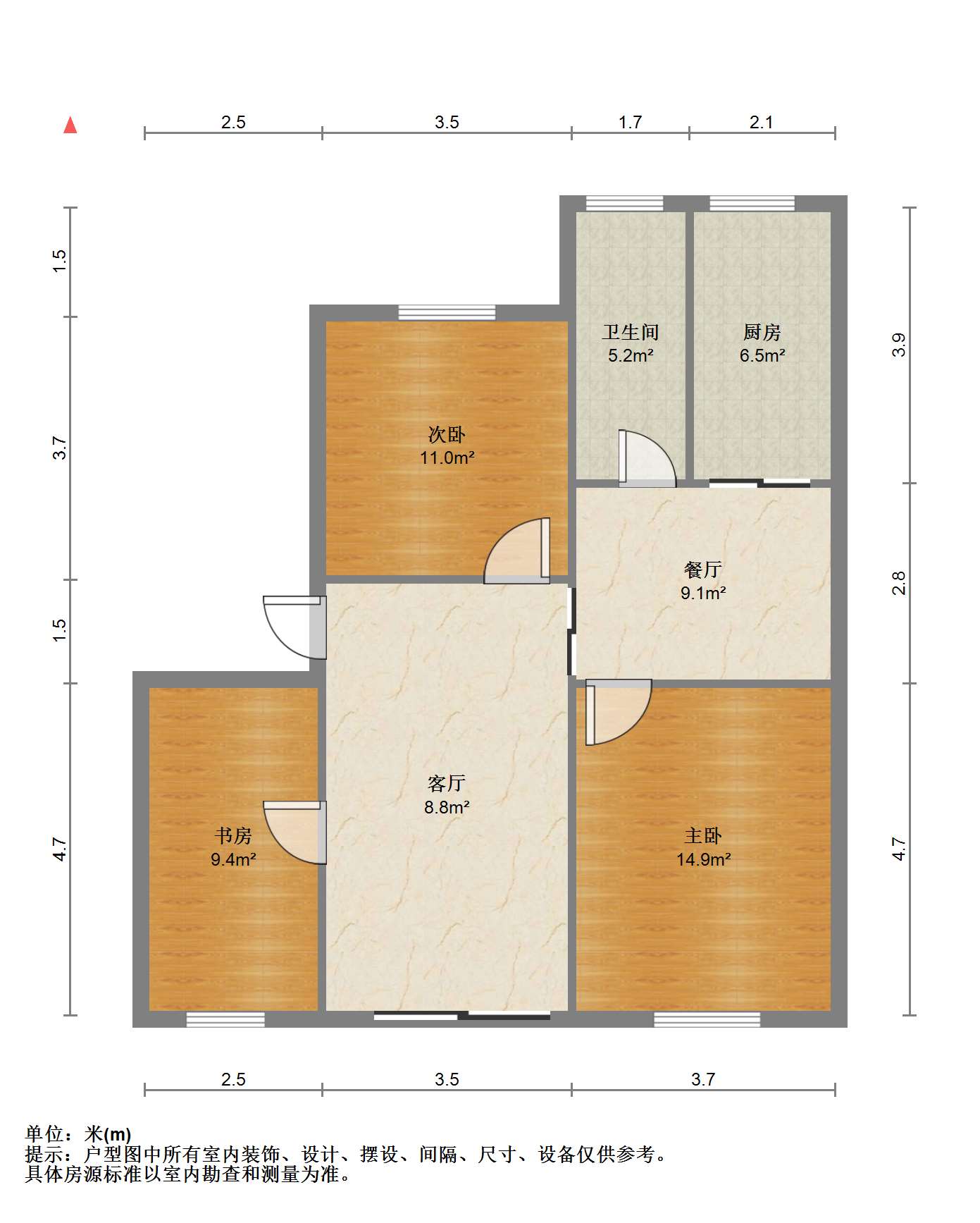 银花苑 3室2厅1卫 95.59m&sup2;