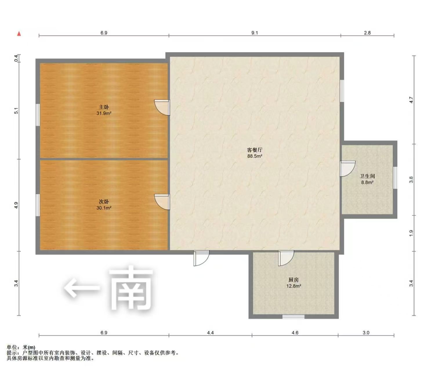 百花军宅苑 2室1厅1卫 70m&sup2;