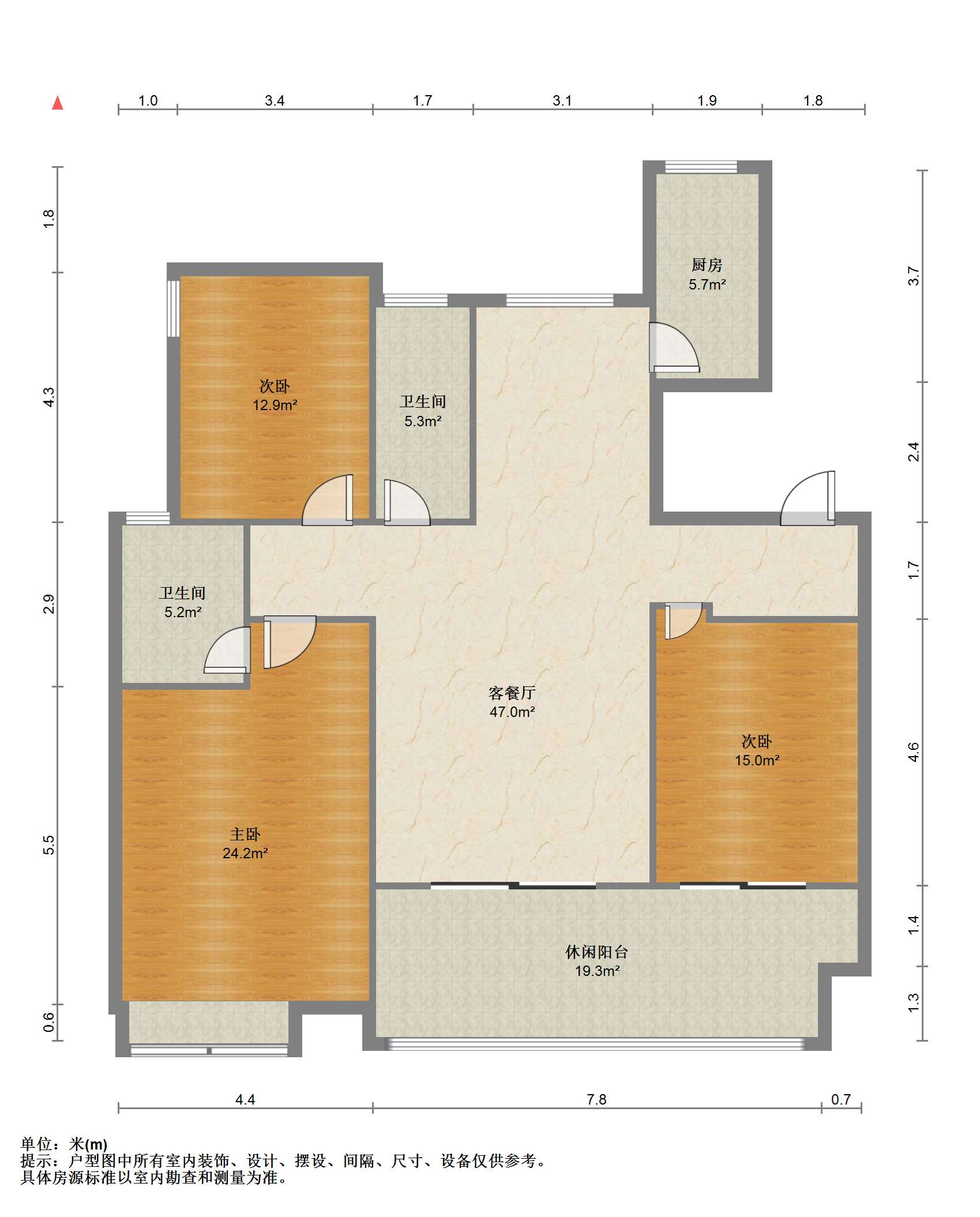 万科白鹭郡 3室2厅2卫 120m&sup2;