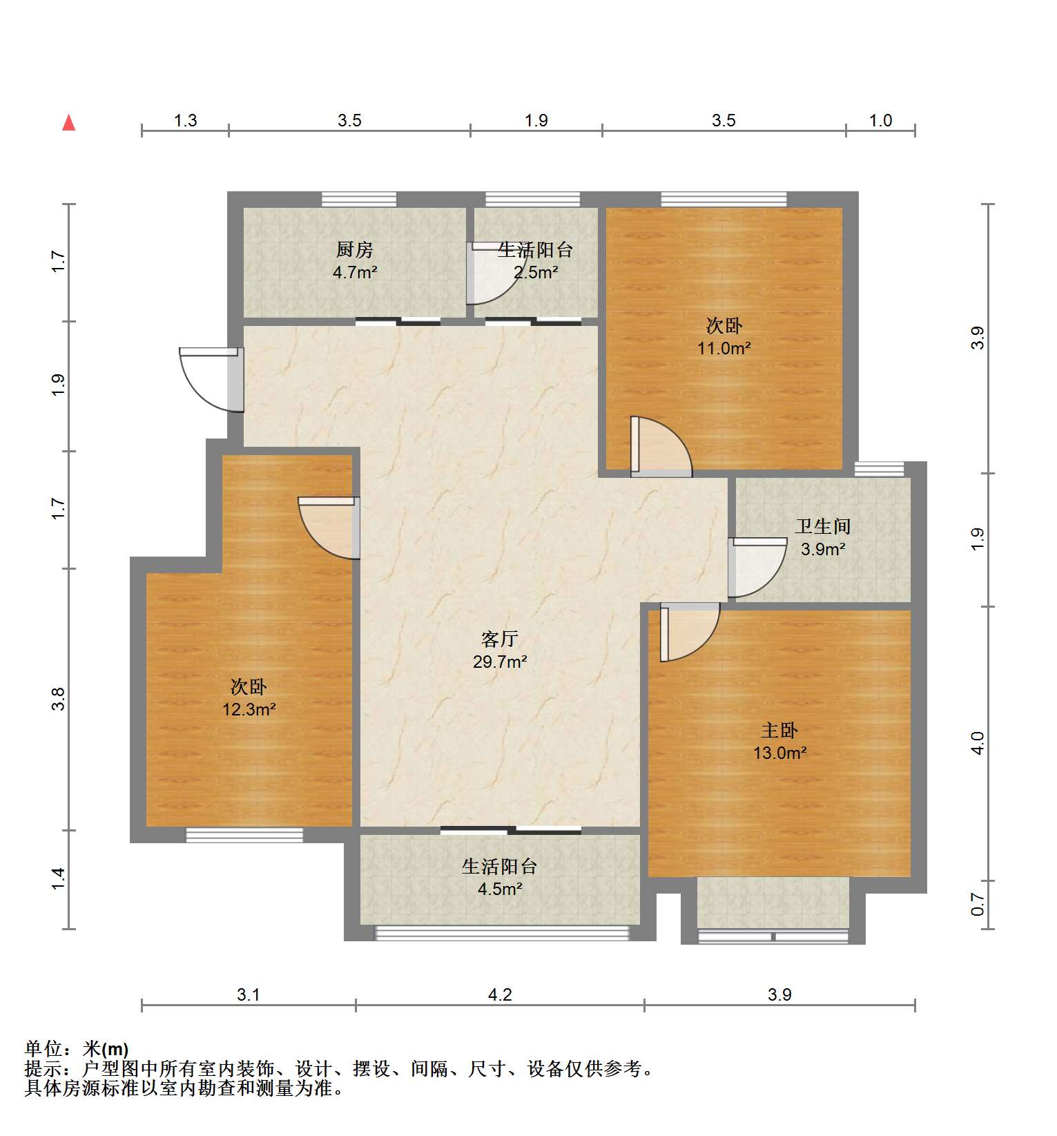 中南熙悦(南通经济技术开发区) 3室2厅1卫 98m&sup2;