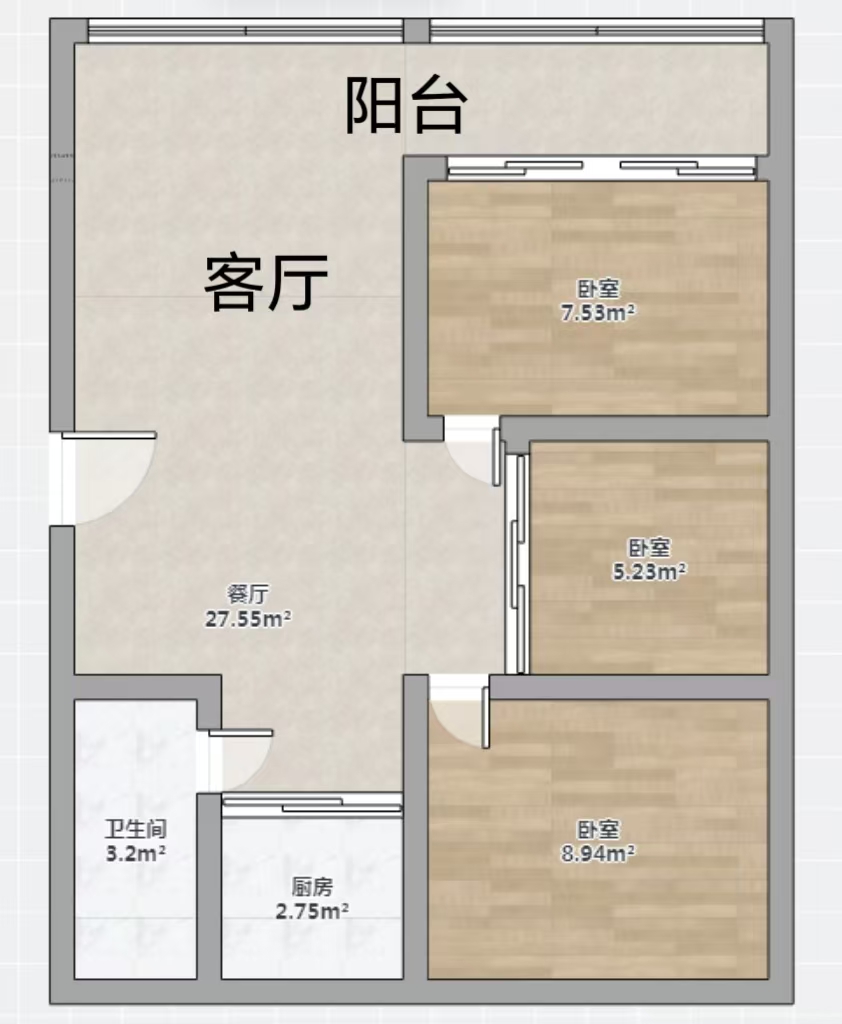 濠滨别业 3室2厅1卫 119.5m&sup2;